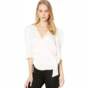 WAYF Women’s Ullah Wrap Front Blouse White Size XL‎ NEW/NWT